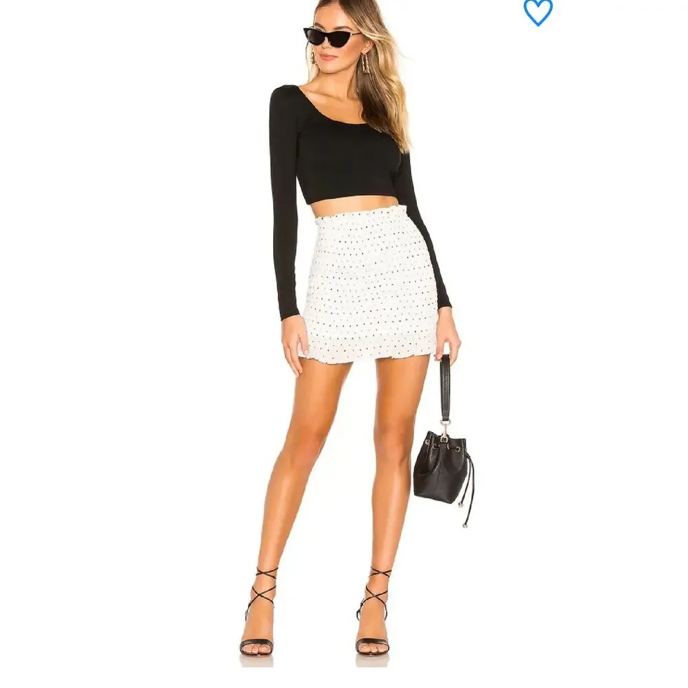 superdown amanda smocked skirt - Size: Small - White/black polka dot